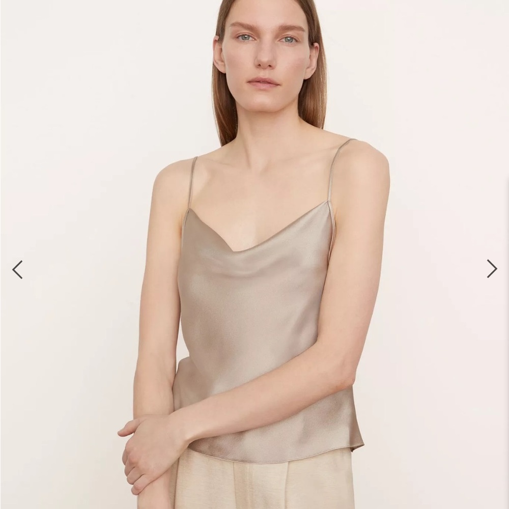 Vince 100% Silk blouse tank top Camisole classy neutral beige cream minimalist